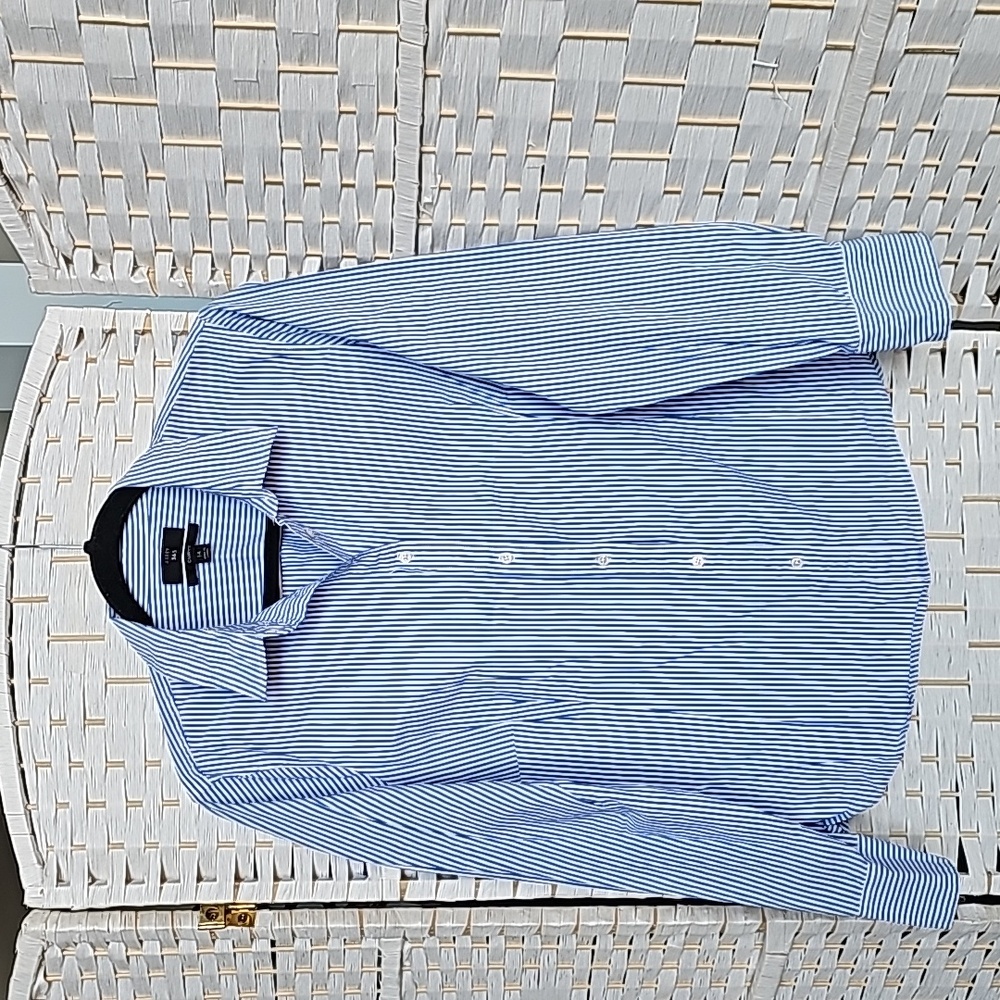 J Crew Curvy Blue/White Pinstripe Button Down - 14
